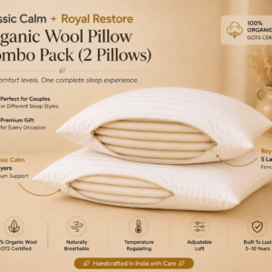 Classic Calm + Royal Restore Organic Wool Pillow Combo (2 Pillows)